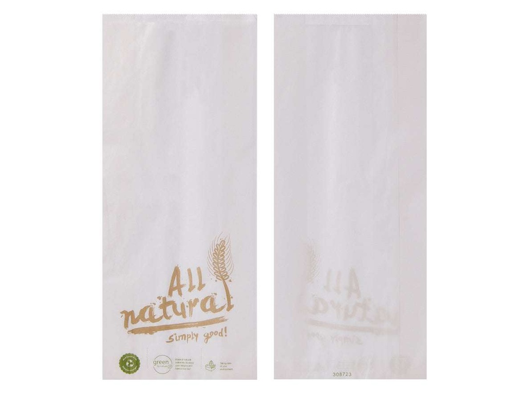 [AIO308738] Bäckerbeutel Faltenbeutel weiss ALL NATURAL (1000 Stück, 12+5x22cm)