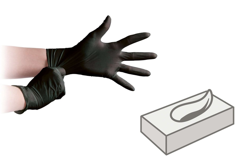[AIO330102] Latex Einweg Handschuhe ungepudert schwarz (L)