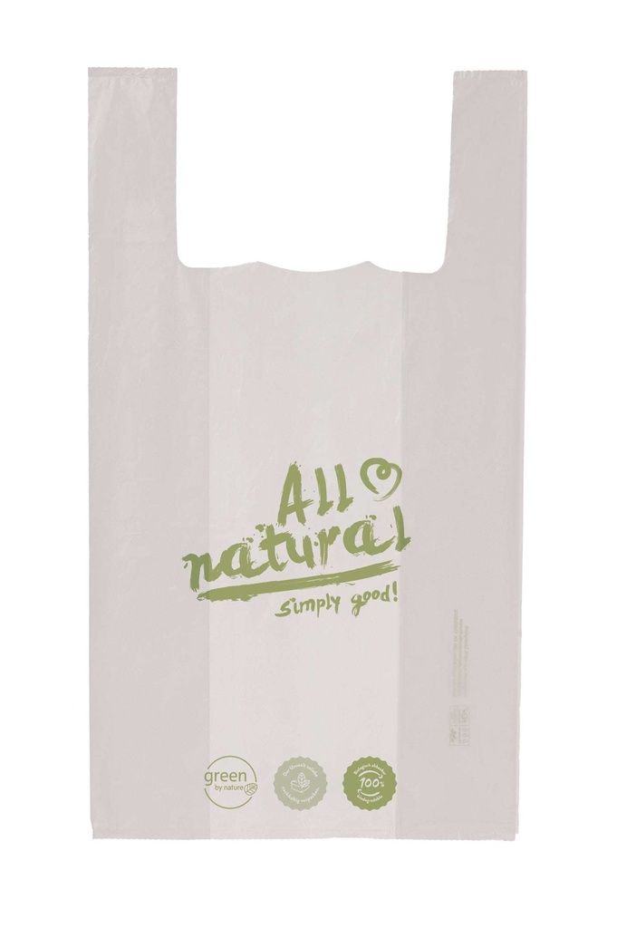 [AIO341700] Bio Shoppertaschen ALL NATURAL 14my 28+14+48cm - 1000 Stück