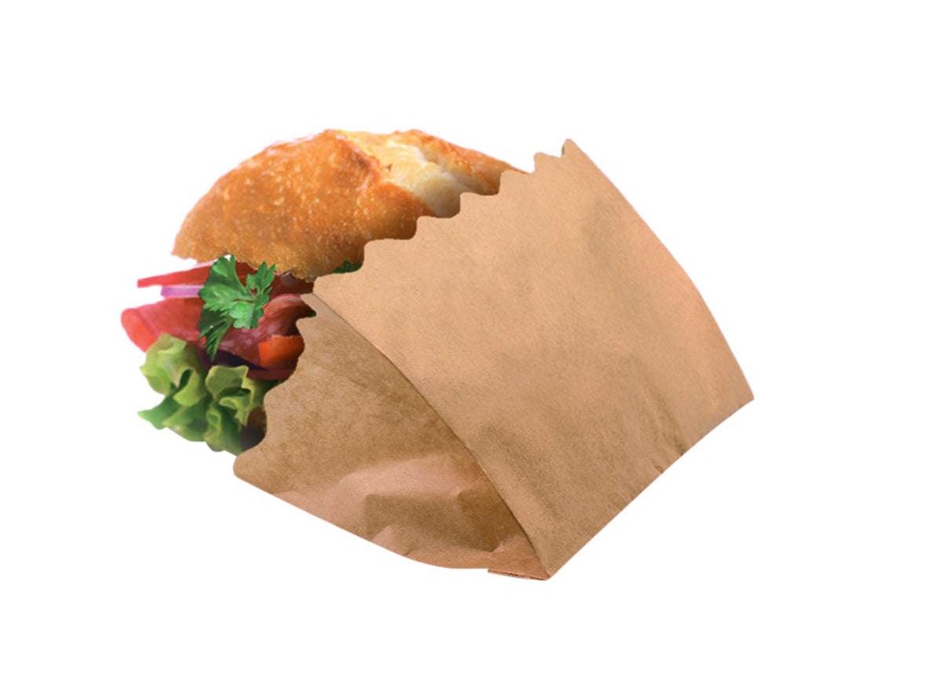 [AIO309007] Snacktasche Kraft Easy Wellenrand Fettbarriere 120x50x90mm - 2000 Stück