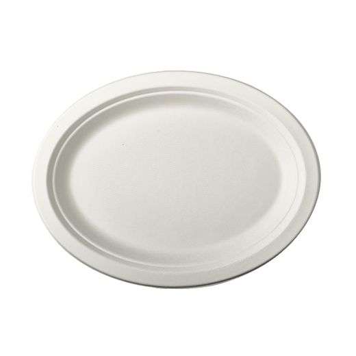 [AIO281935] Einweg Teller oval ungeteilt Holzfaser 26x19cm - 500 Stück